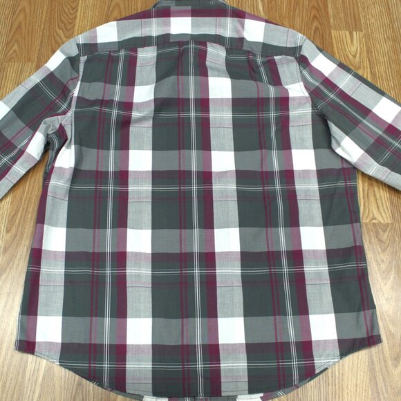 PENGUIN HERITAGE SLIM FIT COTTON/POLY SHIRT BURGUNDY PLAID Sz X-LARGE, XL - Picture 4 of 4